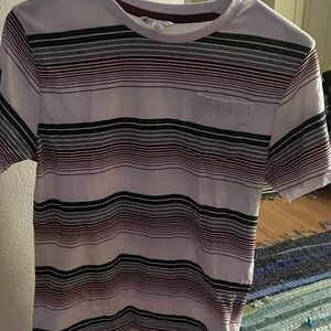 Kids' Striped Polo Shirt - Black, White, and Purple